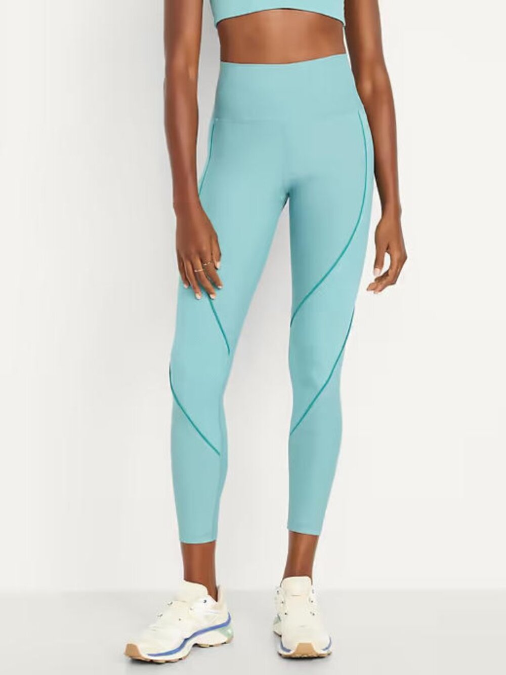 NWT  High-Waisted PowerSoft Rib Mix 7/8 Leggings XXL | Luminous Blue